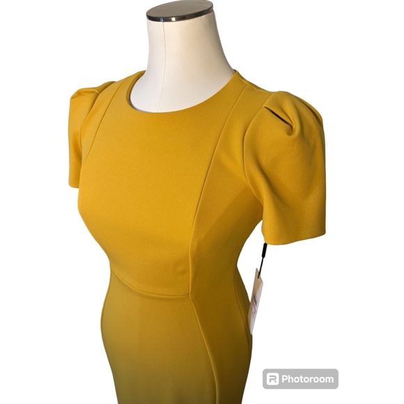 Beautiful NWT Calvin Klein sz 6P mustard / yellow ochre dress Chic and Classy - Picture 3 of 11